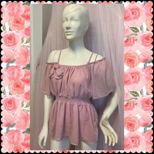 Cold shoulder dusty rose blouse